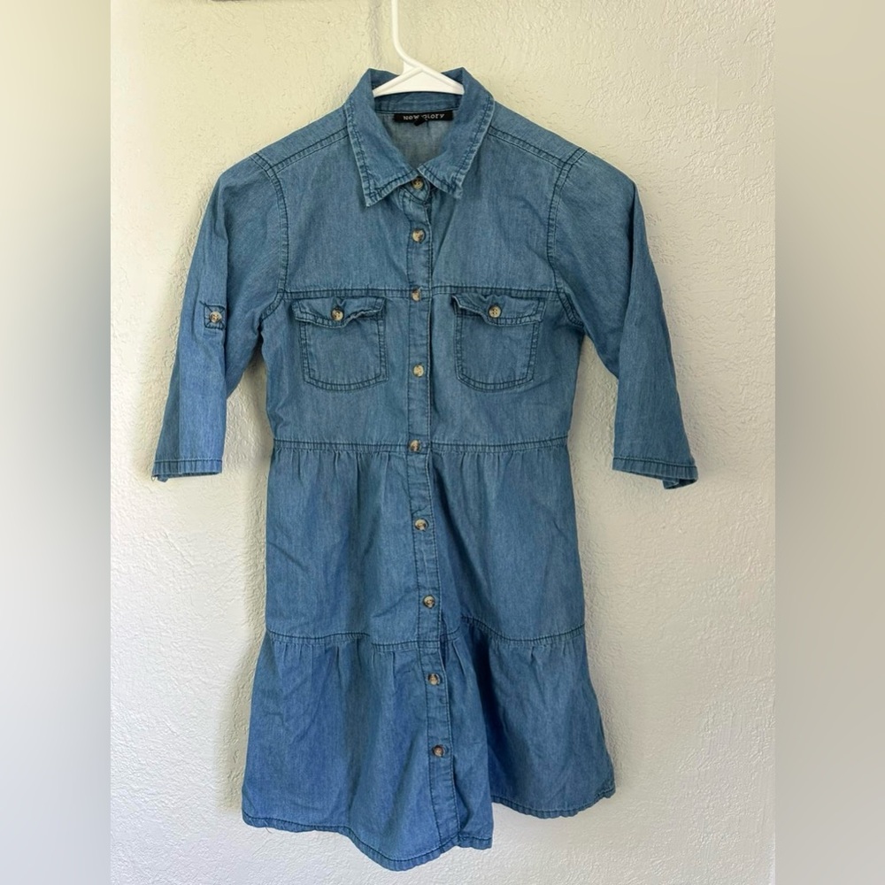 (New glory) Blue Denim Dress for girls size:14/16